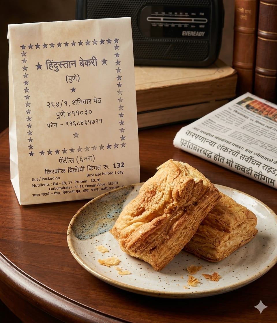 Hindustan Bakery khari pattice on a plate